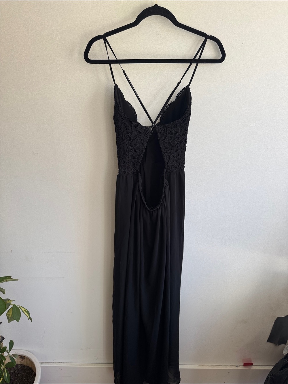 Black Lace Chiffon Maxi Dress – Boho Gothic Sheer Overlay XL - Picture 4 of 15